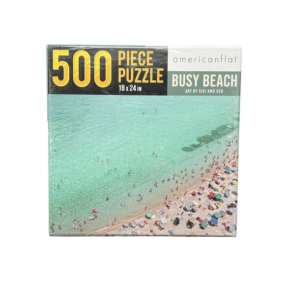 Americanflat 500 Piece Busy Beach Puzzle 18" x 24" New in Box - Picture 1 of 2
